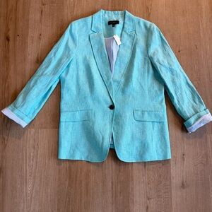Talbots Aqua Herringbone Blazer